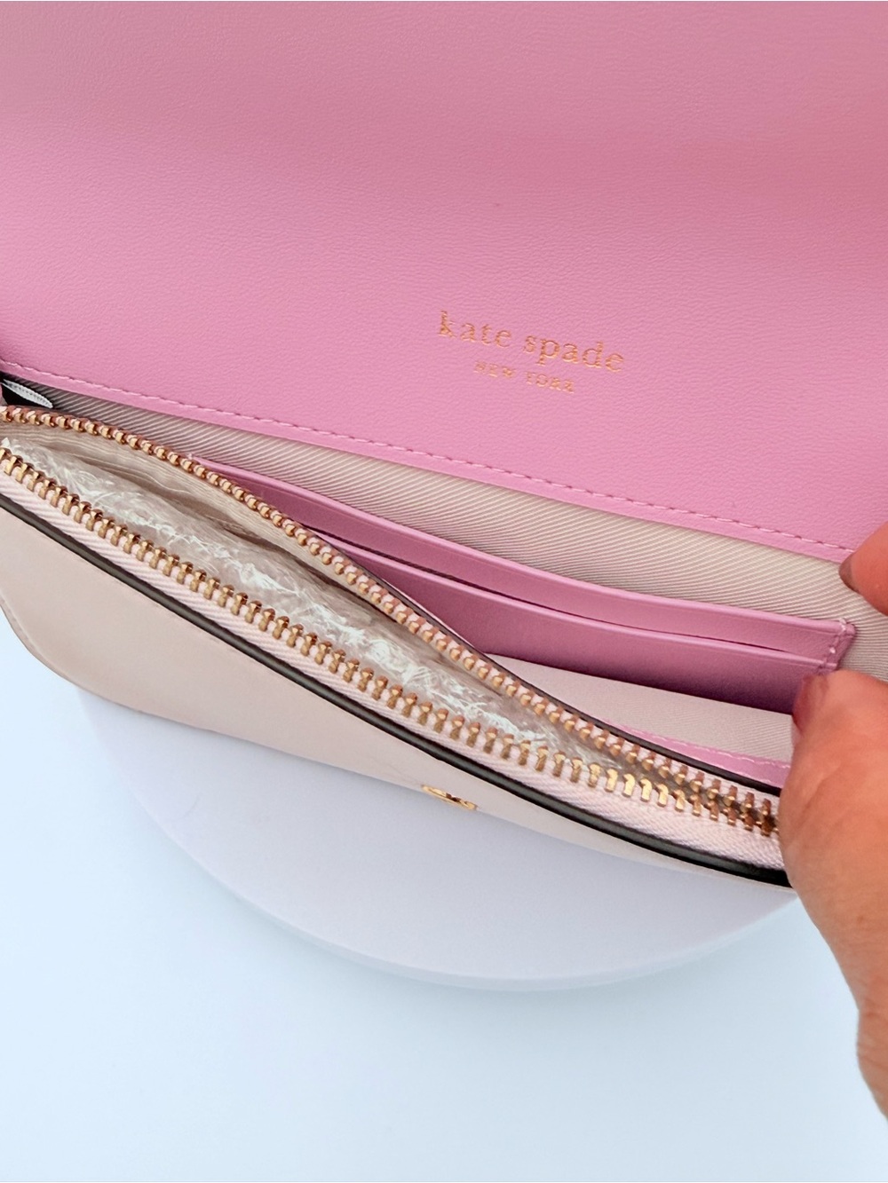Kate Spade Dakota Flip Smooth Leather Shimmer Pink NWT - Picture 7 of 11